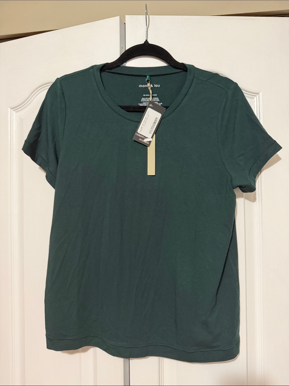 Plenty Monk & Lou Women's Forest Green Crew Neck Tee M NWT